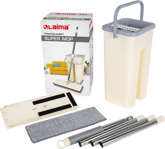 Швабра с отжимом и двухкамерным ведром LAIMA Smart Mop 8 л/6 л 607978