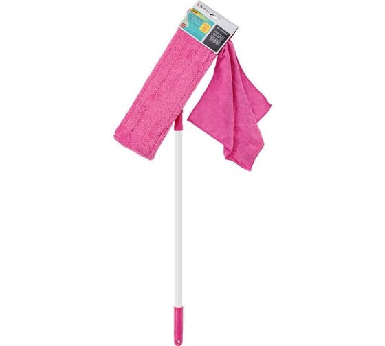 Швабра для пола с насадкой из микрофибры PERFECTO LINEA малиновая 43-392028 1