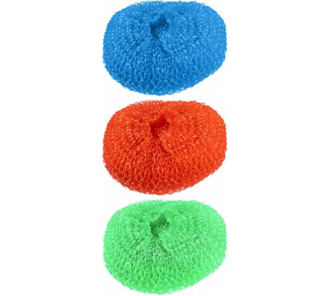 Губка для мытья посуды Рыжий кот KS-01, 7x7х2 см, 3 шт 104454