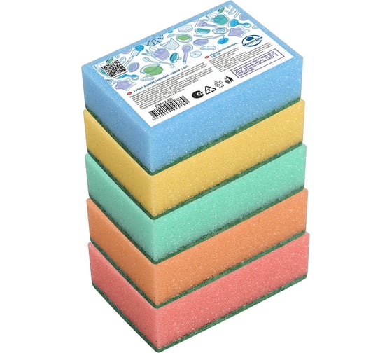 Хозяйственная губка МУЛЬТИДОМ 5 шт., 8x5х2,5 см ПМ62-60 1