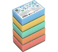 Хозяйственная губка МУЛЬТИДОМ 5 шт., 11x7х3,5 см ПМ62-63