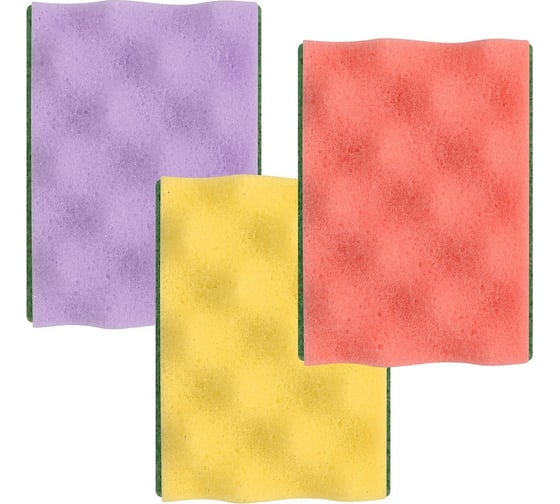 Хозяйственная губка МУЛЬТИДОМ 3 шт., 9,5x6х3,5 см ПМ62-61