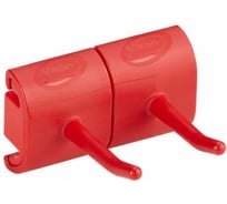 Гигиеничное настенное крепление и двойной крюк Vikan 83 мм, красный цвет 10144