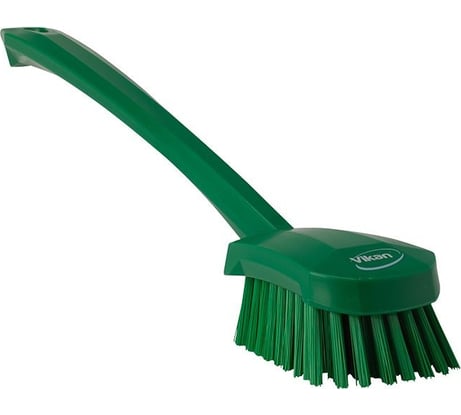 Щетка для мытья Vikan с длинной ручкой, 415 мм, жесткий ворс, зеленый 41862