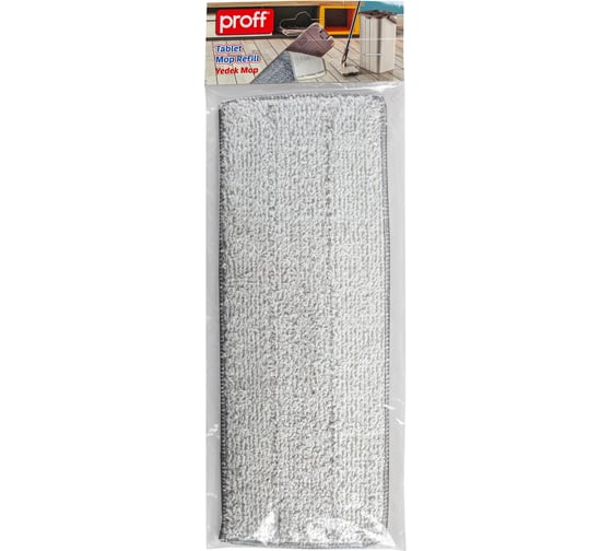 Насадка-моп для швабры PROFF PLASTIK "proff" 350x115 мм, плоская, для держателя, на липучке, серая, микрофибра 1/24 УИ-2601232