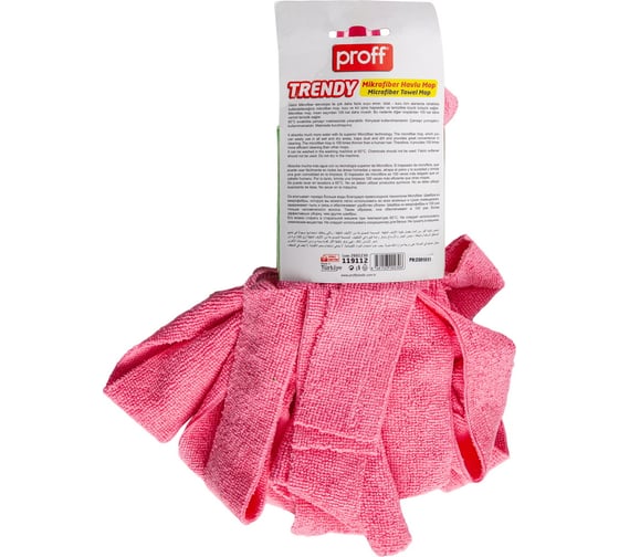 Насадка-моп для швабры PROFF PLASTIK "proff" юбка ленточная, с резьбой, розовая, микрофибра 1/50 УИ-2601230