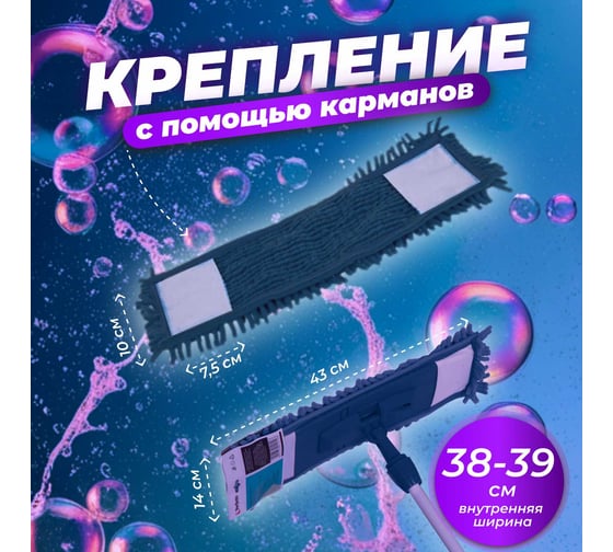 Сменная насадка для швабры из шенилла PERFECTO LINEA темно-синяя 44-431023