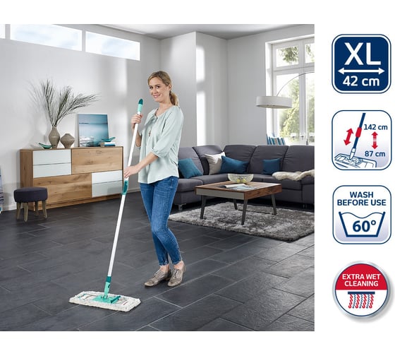 Швабра для пола с телескопической ручкой Leifheit HAUSREIN PROFI cotton plus 55023