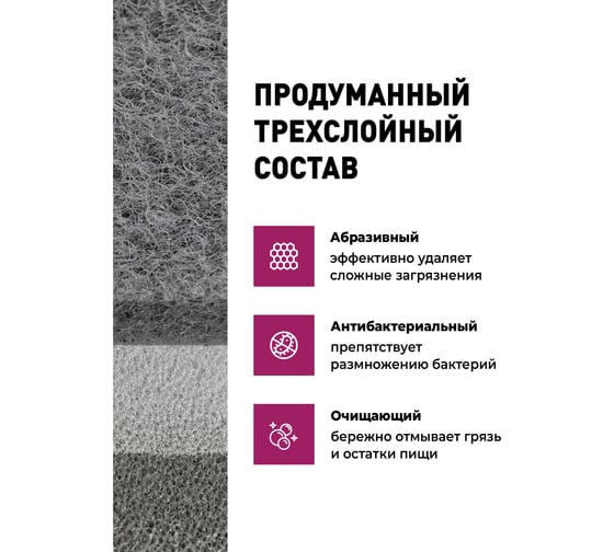 Губки для мытья посуды SHINY KITCHEN набор 5 шт. 50180
