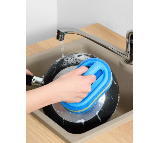 Губка для уборки SHINY KITCHEN с ручкой 50185