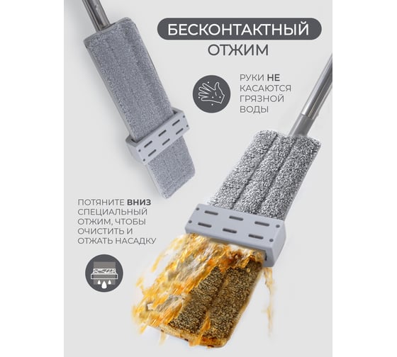 Поворотная швабра с отжимом для влажной/сухой уборки WMS Tools 11x42 см ,L-140 см WMC-03