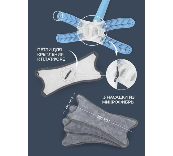 Швабра Х-образная с функцией отжима WMS Tools WMC-22(blue)