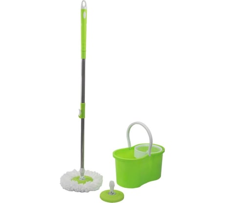 Швабра малая c вращающейся насадкой для мытья пола в комплекте с ведром для отжима цвет зеленый WMC TOOLS WMS Tools WMC-19/green/(52356)