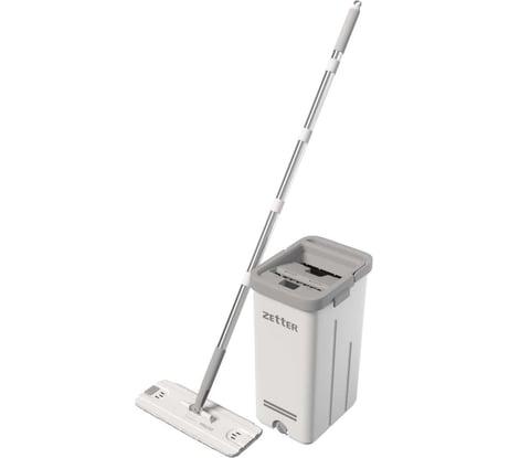 Швабра с отжимом и ведром Zetter premium s (7 л) белое 2 насадки Home-bs-w