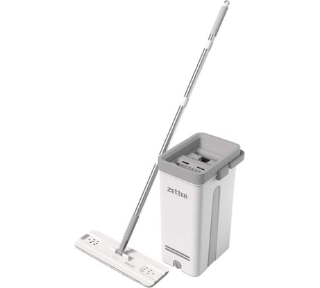 Швабра с отжимом и ведром premium xl (13 л) Zetter белое, 2 насадки ZIP-HOME-0322-20