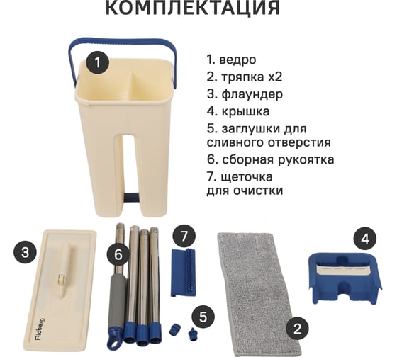 Швабра и ведро Ridberg hand-free scrape mop (малая синяя) 1210627