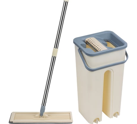 Швабра для пола с насадкой из микрофибры и ведром Рыжий кот clean hands beige 310486