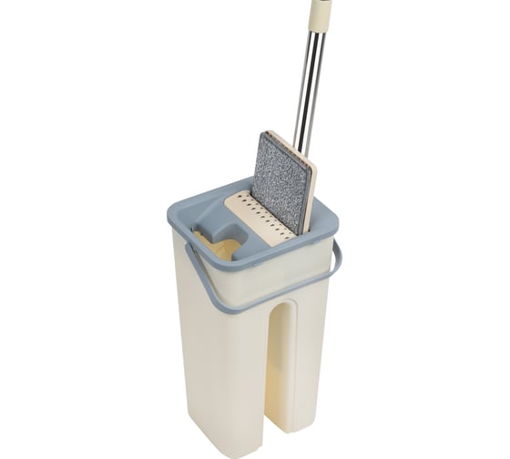 Швабра для пола с насадкой из микрофибры и ведром Рыжий кот clean hands beige 310486