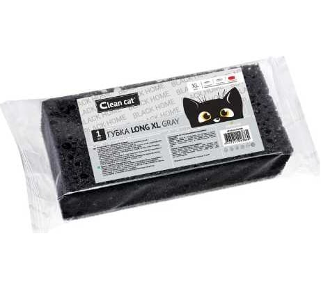 Губка EUROHOUSE CleanCat Black Home Long XL gray, 1 шт., размер 15,5x7,2x4 см ГКК386