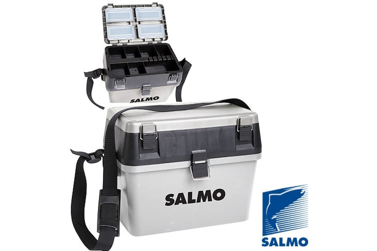 Пластмассовый рыболовный зимний ящик SALMO 2-х ярусный из 2-х частей, 38x24...