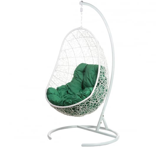 Подвесное кресло BiGarden, зеленая подушка, Easy White Green 1