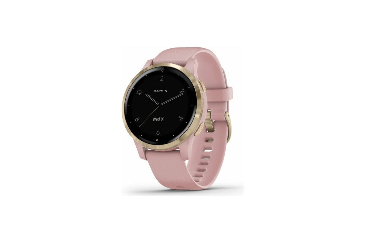 Часы Garmin vivoactive 4S, GPS, Wi-Fi, Dust Rose/Light Gold, E.EU  010-02172-33 - цена, отзывы, характеристики, фото - купить в Москве и РФ