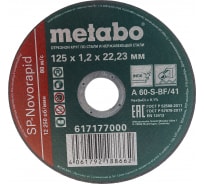Круг отрезной по нержавеющей стали (125 x 1.2 x 22,2 мм) SP-Novorapid RU Metabo 617177000