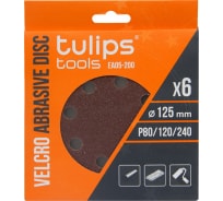 Диск шлифовальный с липучкой (6 шт; 125 мм; P80/120/240) Tulips tools EA05-200