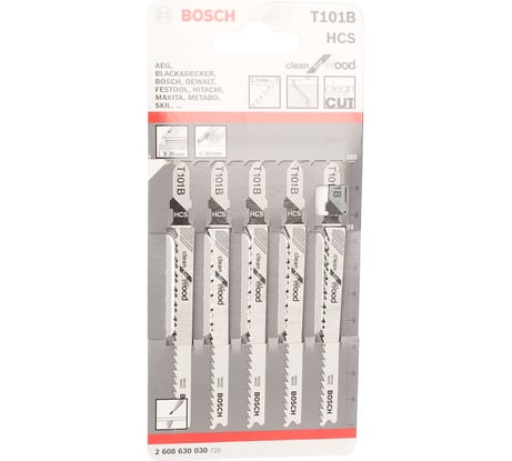 Фото пилок для лобзиков Bosch T101B 74 мм; хвостовик с 1 упором; чистый пропил; HCS 5 2.608.630.030 Фото пилок для лобзиков Bosch T101B 74 мм; хвостовик с 1 упором; чистый пропил; HCS 5 2.608.630.030