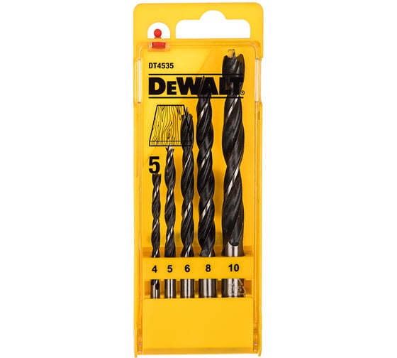 Набор сверл по дереву 5 шт. (D 4; 5; 6; 8; 10 мм) DEWALT 4535 1