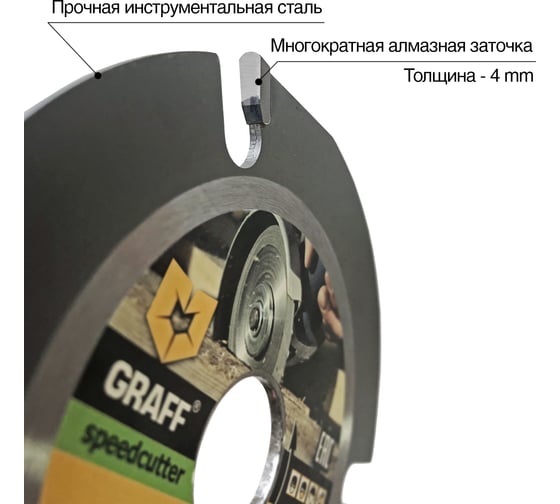Диск пильный по дереву для УШМ Speedcutter (125х22.2 мм) GRAFF 6