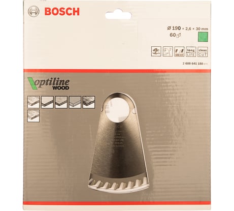 Фото пильного диска по древесине Bosch 190х30 мм 2.608.641.188 Фото пильного диска по древесине Bosch 190х30 мм 2.608.641.188