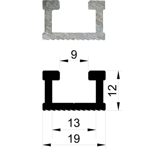 Профиль шина алюминиевая t track tr19 19х12 мм