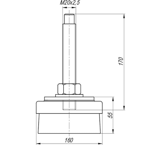 Опора виброизолирующая 160 мм с наружной резьбой M20x2.5 EMES MDA162017E