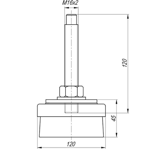 Опора виброизолирующая 120 мм с наружной резьбой M16x2 EMES MDA121612D