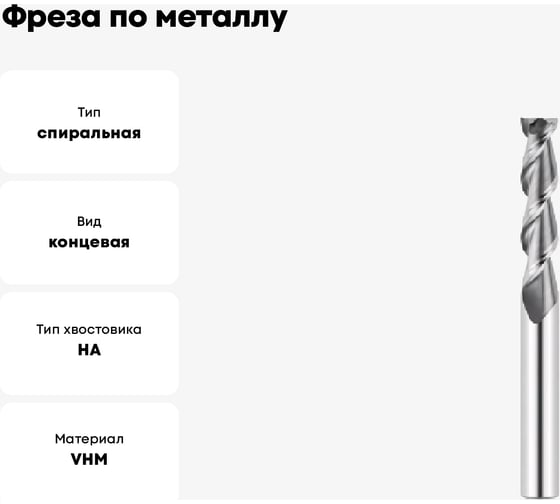 Фреза по металлу G7-3FS-2000-M 20х45х100 мм, хв-к 20 мм, Z3 АКСИС 00001330699