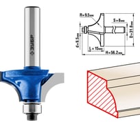 Кромочная калевочная фреза ЗУБР Профессионал №1, 31.8x15 мм, радиус 9.5 мм 28700-31.8