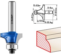 Кромочная калевочная фреза ЗУБР Профессионал №1, 22.2x9.4 мм, радиус 4.8 мм 28701-22.2 15920339