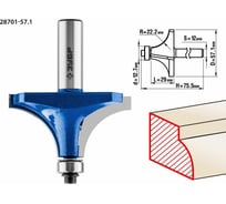 Кромочная калевочная фреза ЗУБР Профессионал №1, 57.1x29 мм, радиус 22.2 мм 28701-57.1