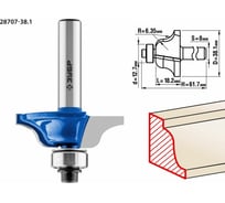 Кромочная калевочная фреза ЗУБР Профессионал №6, 38.1x18.2 мм, радиус 6.35 мм 28707-38.1