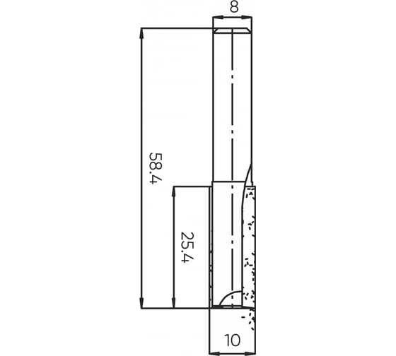 Фреза пазовая (наклонное лезвие) 10x25.4x58.4 мм, s=8 мм Deltatools 06-5292