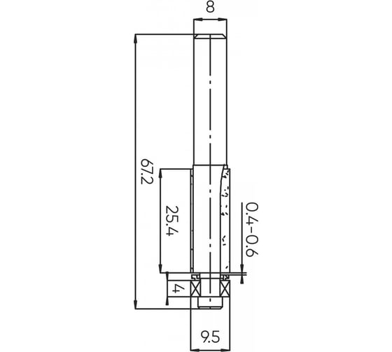Фреза обгонная (нижн. подш.) Z=2, 9.52x25.4x67.2 мм, s=8 мм Deltatools 06-5293 1