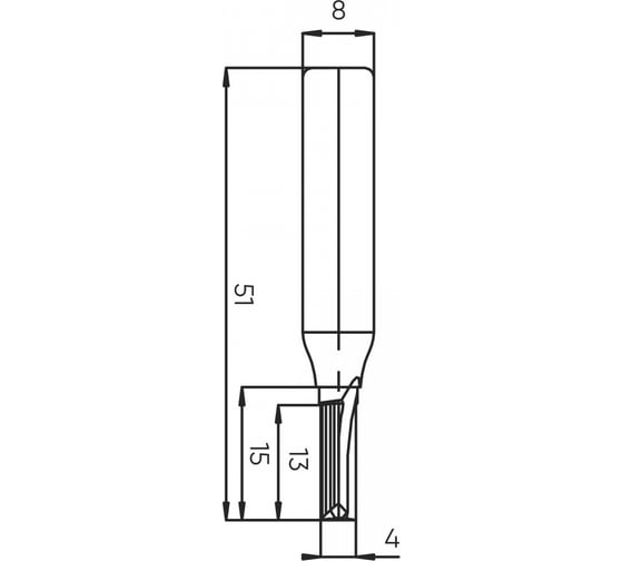 Фреза пазовая монолитная Z=2, 4x13x51 мм, s=8 мм Deltatools 06-5378 1