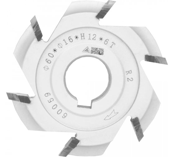 Фреза для снятия свесов 60x16x12 мм, R2 мм, Z6 Deltatools 06-2385