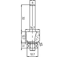 Фреза внутренний радиус (нижн. подш.) Z=2, R=2 мм, 16.7x12.7x56 мм, s=6 мм Deltatools 06-5307