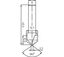 Фреза пазовая для Alucobond 180 градусов 12.7x10.5x45.5 мм, s=8 мм Deltatools 06-5298