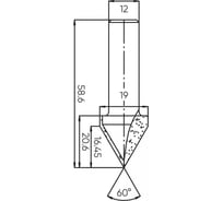 Фреза V-образный паз 60 градусов 19.05x20.64x58.6 мм (скос 19 мм), s=12 мм Deltatools 06-5299