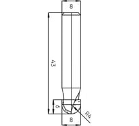 Фреза пазовая полукруг (чаша) Z=2, R=4 мм, 8x6х43 мм, s=8 мм Deltatools 06-5300