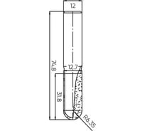 Фреза пазовая круглый нос (пальчиковая) R=6.35 мм, 12.7x31.8x74.8 мм, s=12 мм Deltatools 06-5301