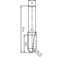 Фреза пазовая круглый нос (пальчиковая) R=4.75 мм, 9.5x19.6 мм, s=8 мм Deltatools 06-5303